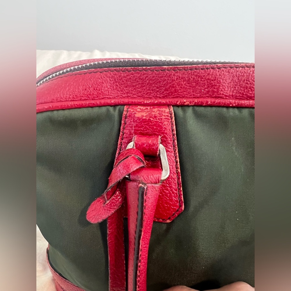 Vintage Prada Green and Red Nylon Top-Handle Satchel - Picture 5 of 15